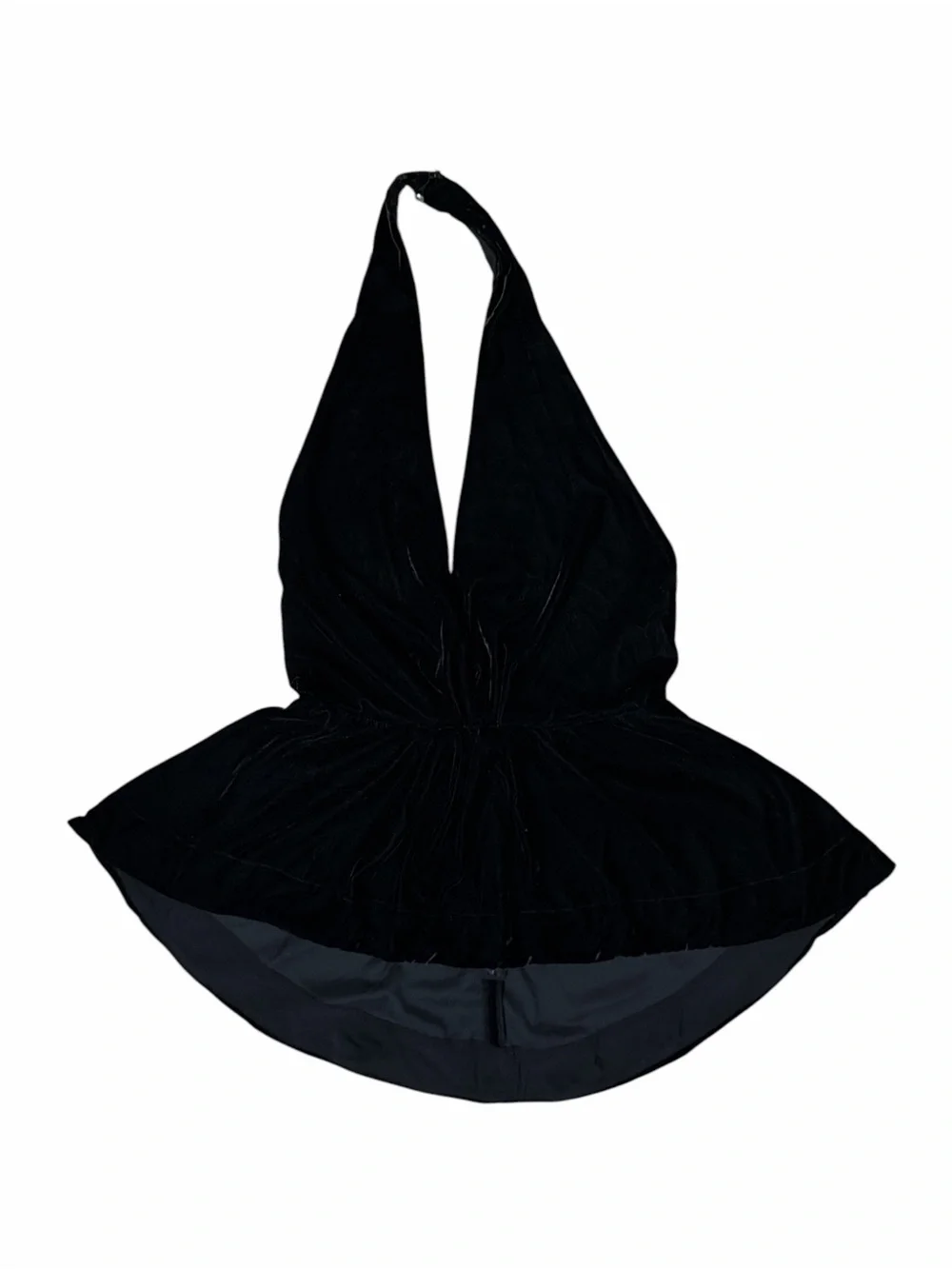 FREE PEOPLE Black Backless Halter Velvet Top - Picture 2 of 7